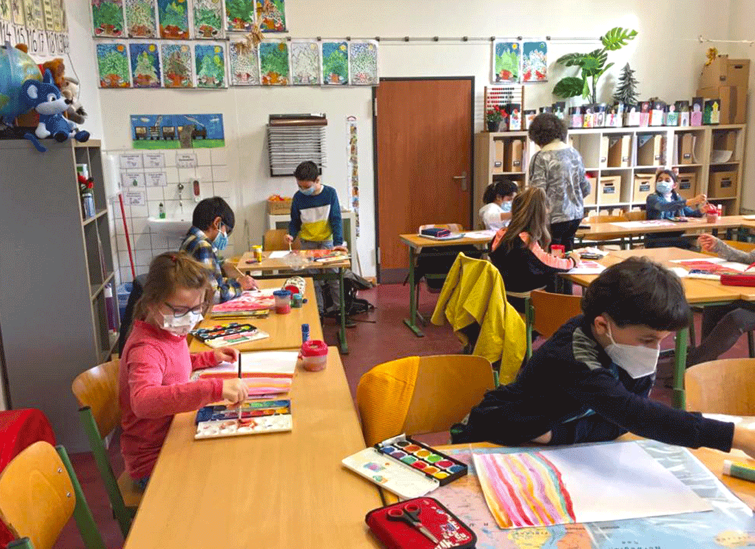 Kunstunterricht im 3. Jahrgang der Grundschule Feldsieper Schule